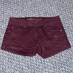 American Eagle maroon stretch shorties 0